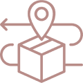 Package delivery with location pin icon.