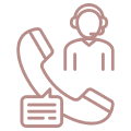 Customer support icon with phone and headset.