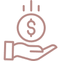 Hand receiving a falling dollar coin.