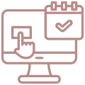 Computer screen with calendar and checkmark.
